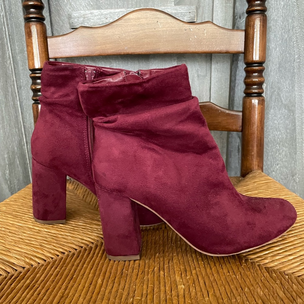Wine Slouchy Ankle Boots